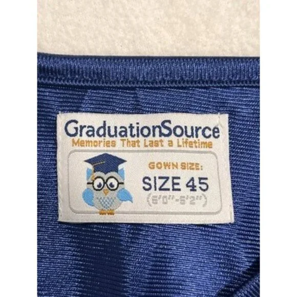 Graduation Source Cap And Gown Royal Blue Kids Size 45 5’ Ft - 5’ 2” Zip Up - Picture 9 of 9